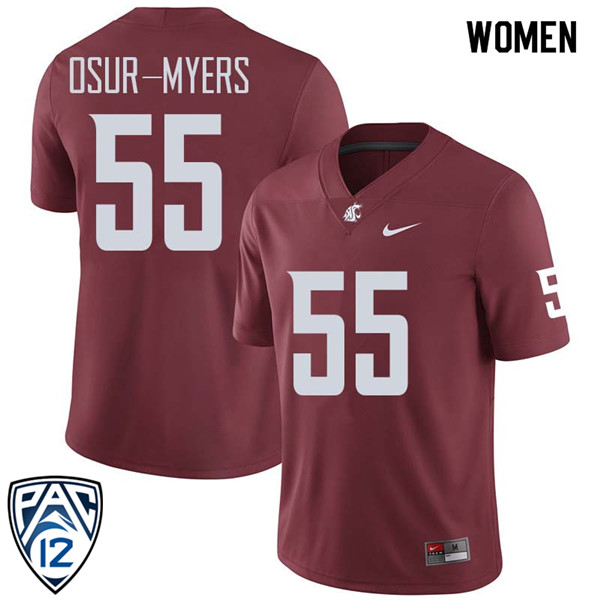 Women #55 Noah Osur-Myers Washington State Cougars College Football Jerseys Sale-Crimson